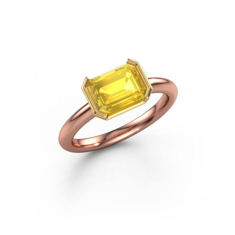 Engagement ring Tayler EME 585 rose gold yellow sapphire 8x6 mm