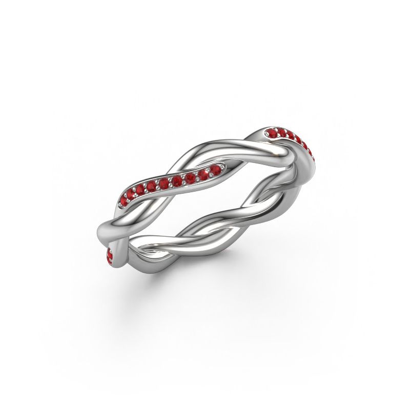 Stackable ring Swing half 585 white gold ruby 1 mm