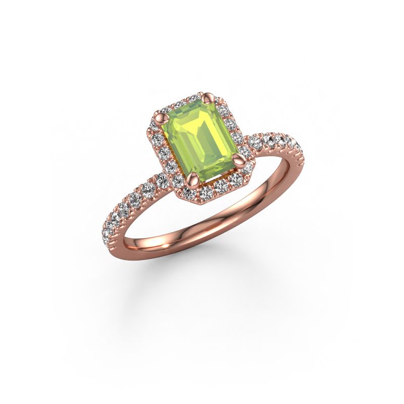 Engagement ring Miranda EME 585 rose gold peridot 7x5 mm
