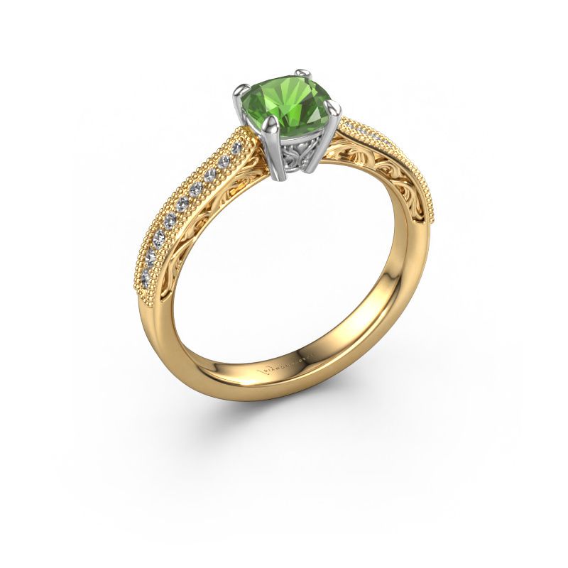 Verlobungsring Shonta CUS 585 Gold Turmalin grün 5.5 mm
