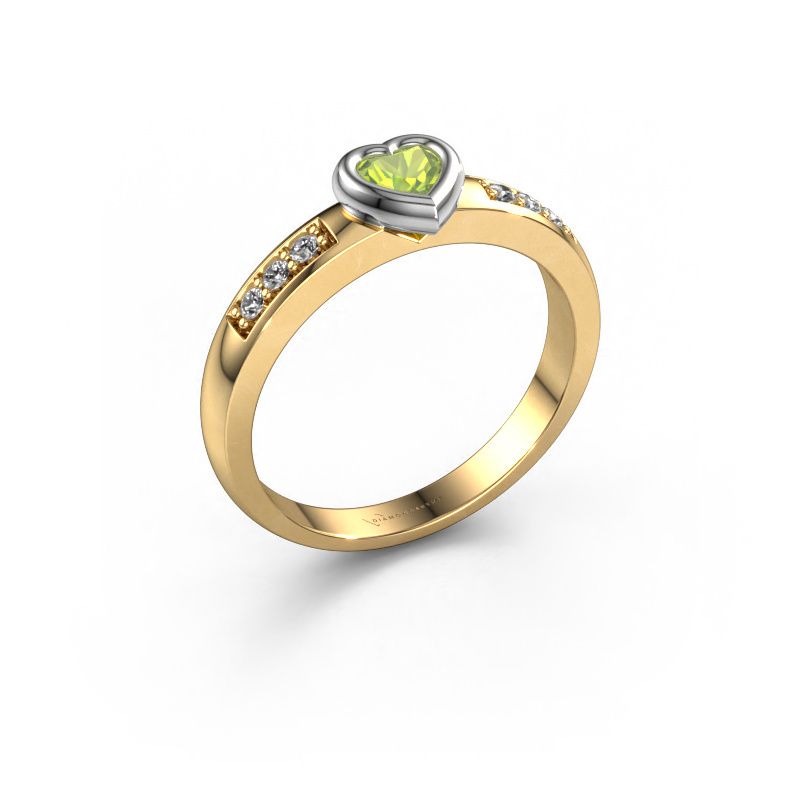 Image of Engagement ring Lieke Heart 585 gold peridot 4 mm