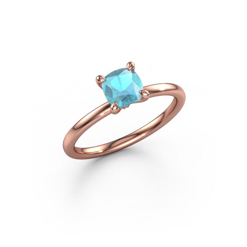 Verlovingsring Crystal CUS 1 585 rosé goud blauw topaas 5.5 mm