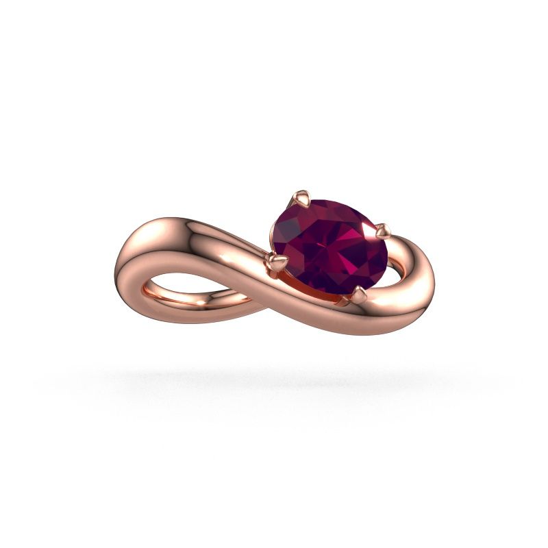 Verlovingsring Chloe OVL 585 rosé goud rhodoliet 7,5x5,5 mm