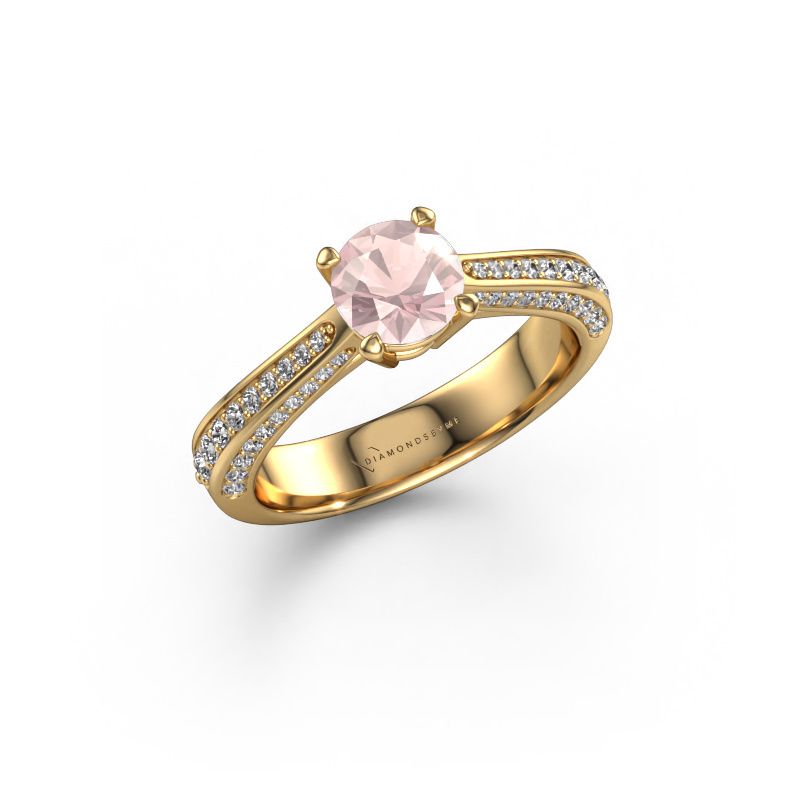 Engagement ring Ruby rnd 585 gold morganite champagne 5.7 mm