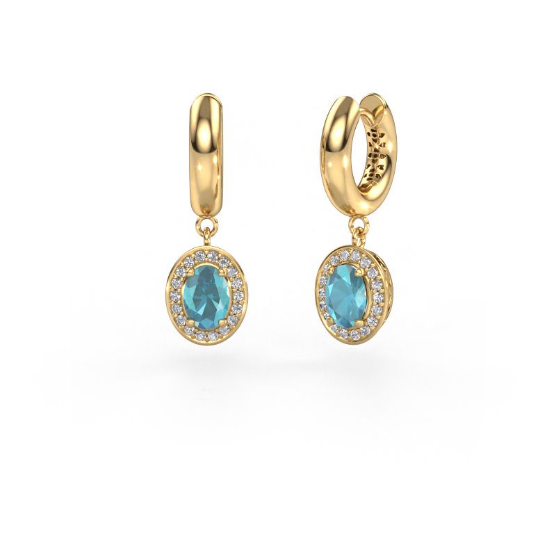 Drop earrings Annett 585 gold blue topaz 7x5 mm