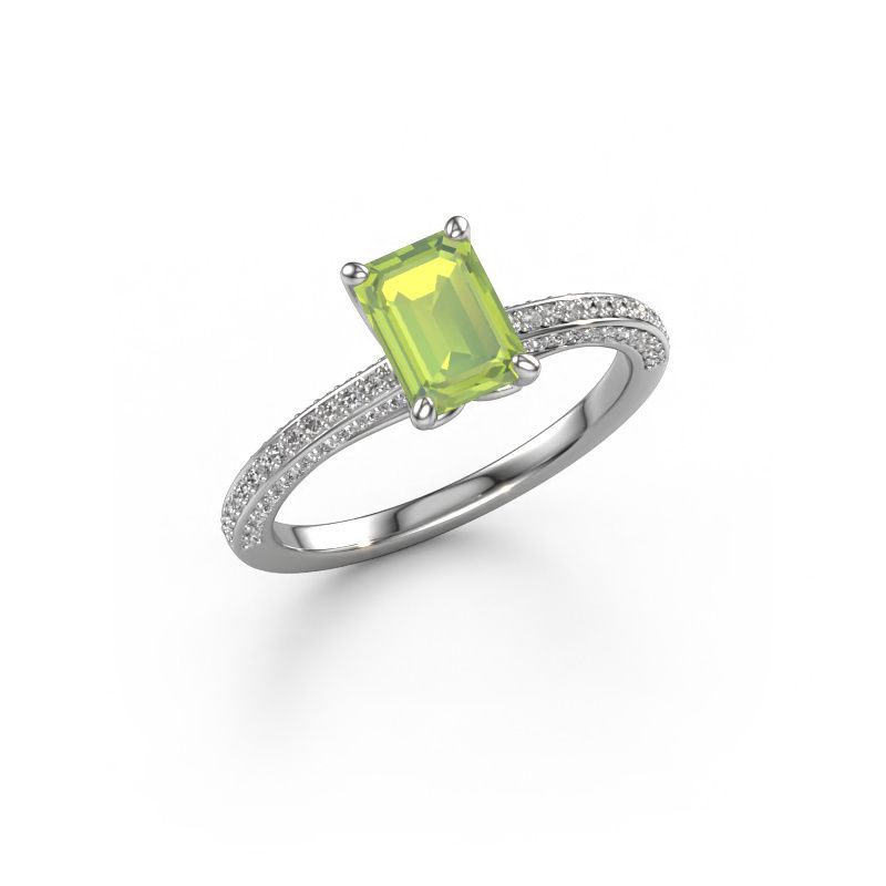 Engagement ring Elenore eme 585 white gold peridot 7x5 mm