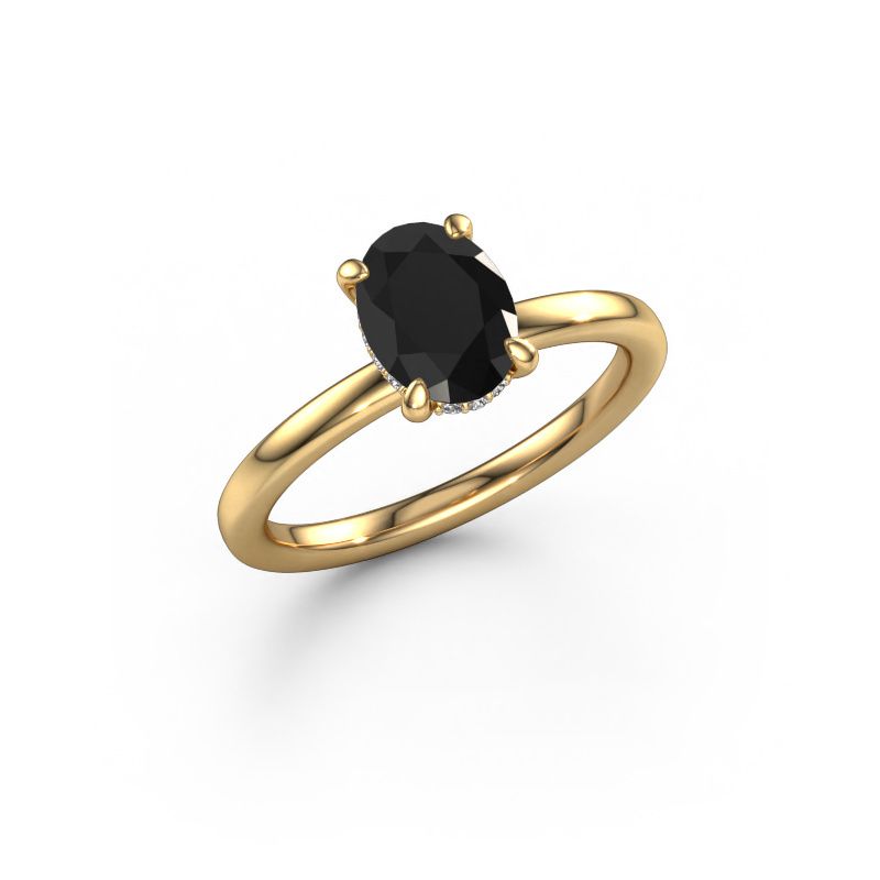Engagement ring Simone OVL 2 585 gold black diamond 1.47 crt