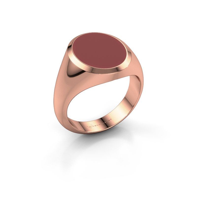 Afbeelding van Zegelring Herman 4<br/>585 rosé goud<br/>rode emaille 15x12 mm