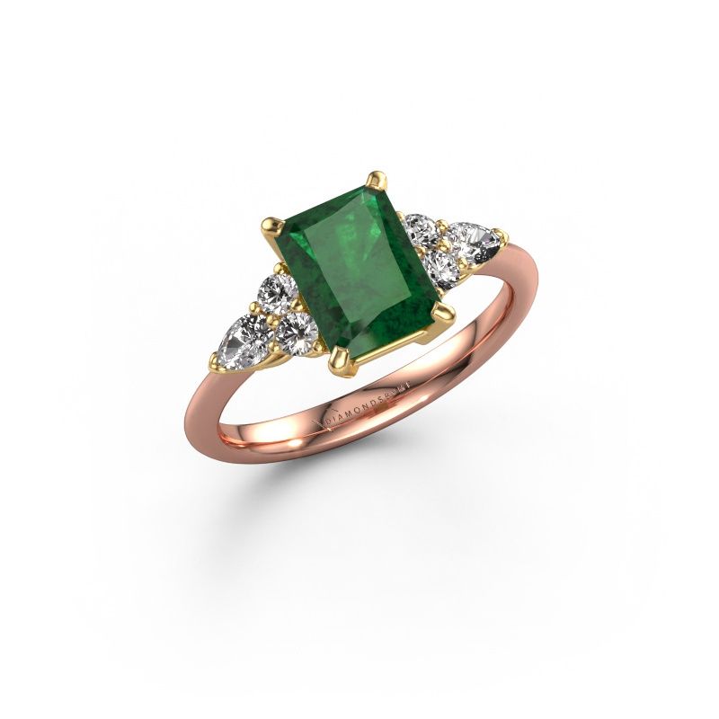 Verlobungsring Melani RAD 585 Roségold Smaragd 8x6 mm