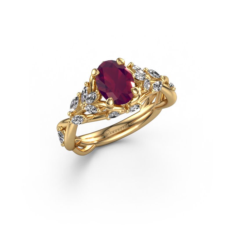 Engagement ring Samantha OVL 585 gold rhodolite 7,5x5,5 mm