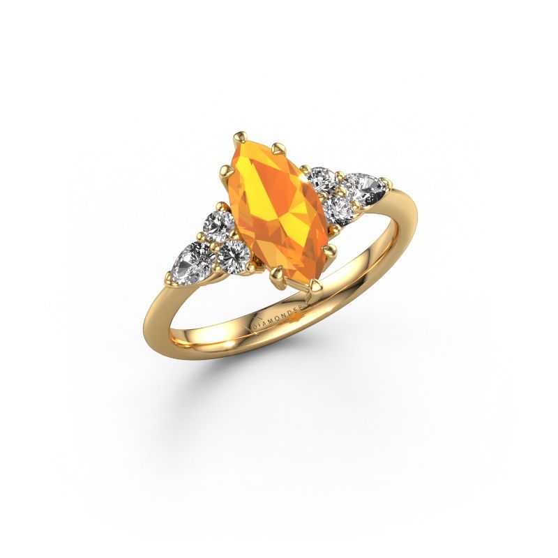 Engagement ring Melani MRQ 585 gold citrin 11x5.5 mm
