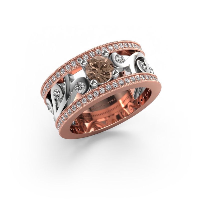 Bague Sanne 585 or rose diamant brun 1.13 crt