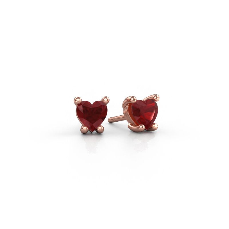 Ohrringe Sam Heart 585 Roségold Rubin 5 mm