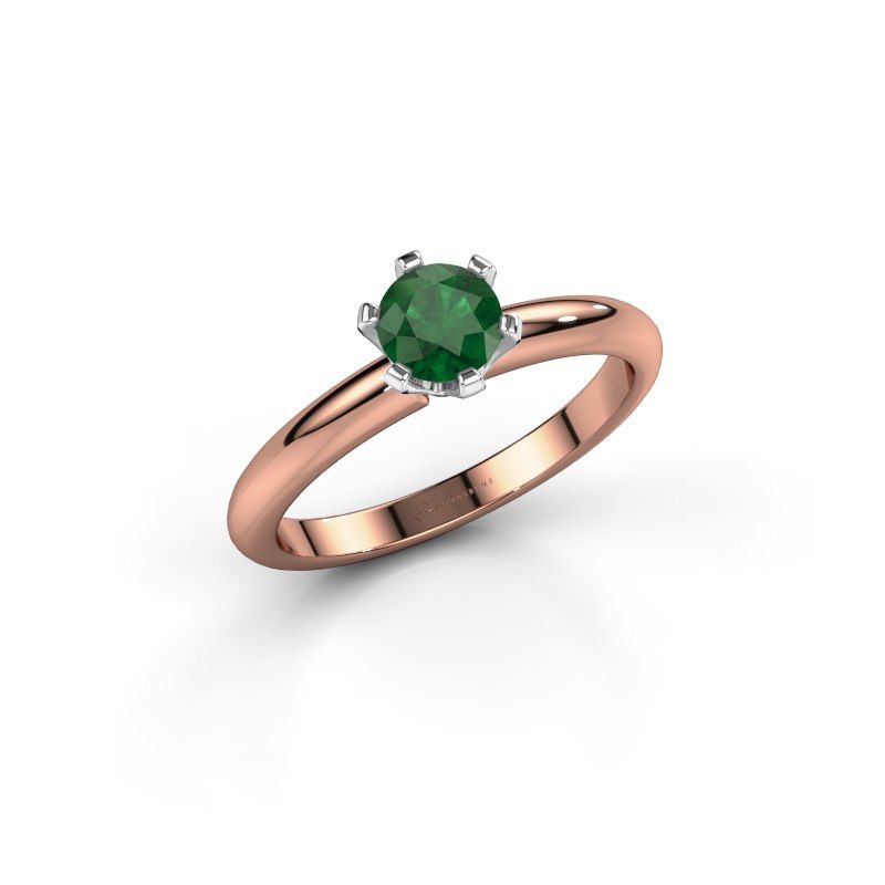 Image de Bague de fiançailles Tiffy 1<br/>585 or rose<br/>Emeraude 5 mm