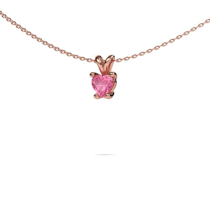 Image of Necklace Sam Heart 585 rose gold pink sapphire 5 mm