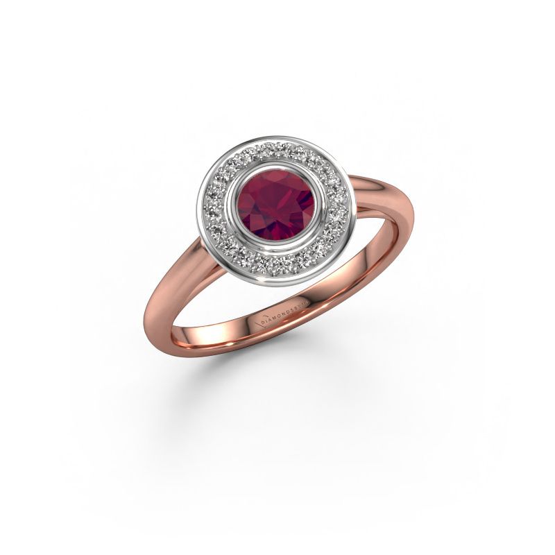 Promise ring Noud 1 RND 585 rosé goud rhodoliet 4.7 mm