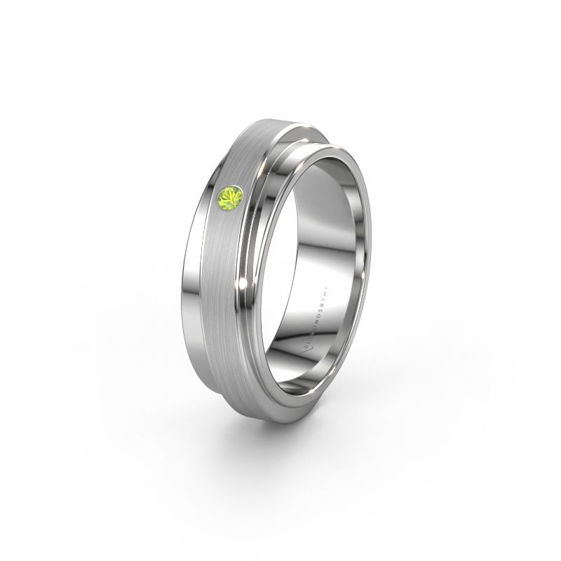 Huwelijksring WH2220L16D 585 witgoud peridoot ±6x2.2 mm