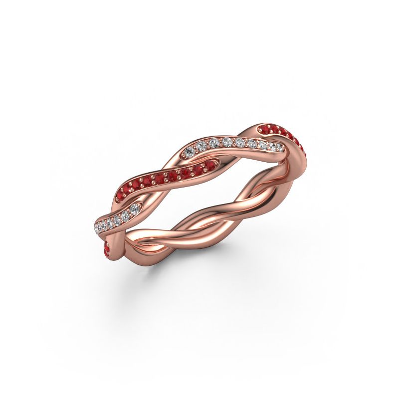 Aanschuifring Swing full 585 rosé goud robijn 1 mm