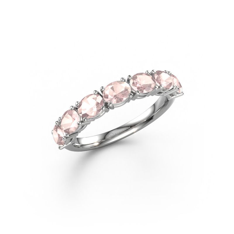 Ring Vivienne half OVL 585 white gold morganite champagne 4.5x3.5 mm