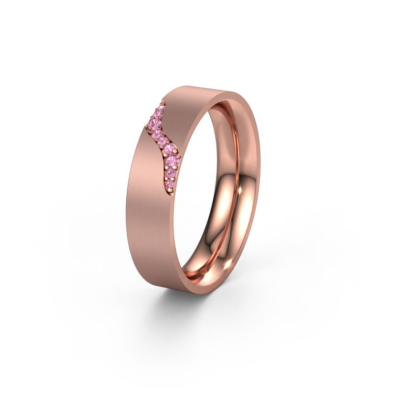 Wedding ring WH2100L46BM 585 rose gold pink sapphire ±6x2 mm