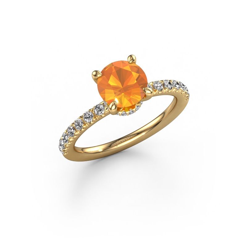 Verlobungsring Crystal rnd 4 585 Gold Citrin 7 mm
