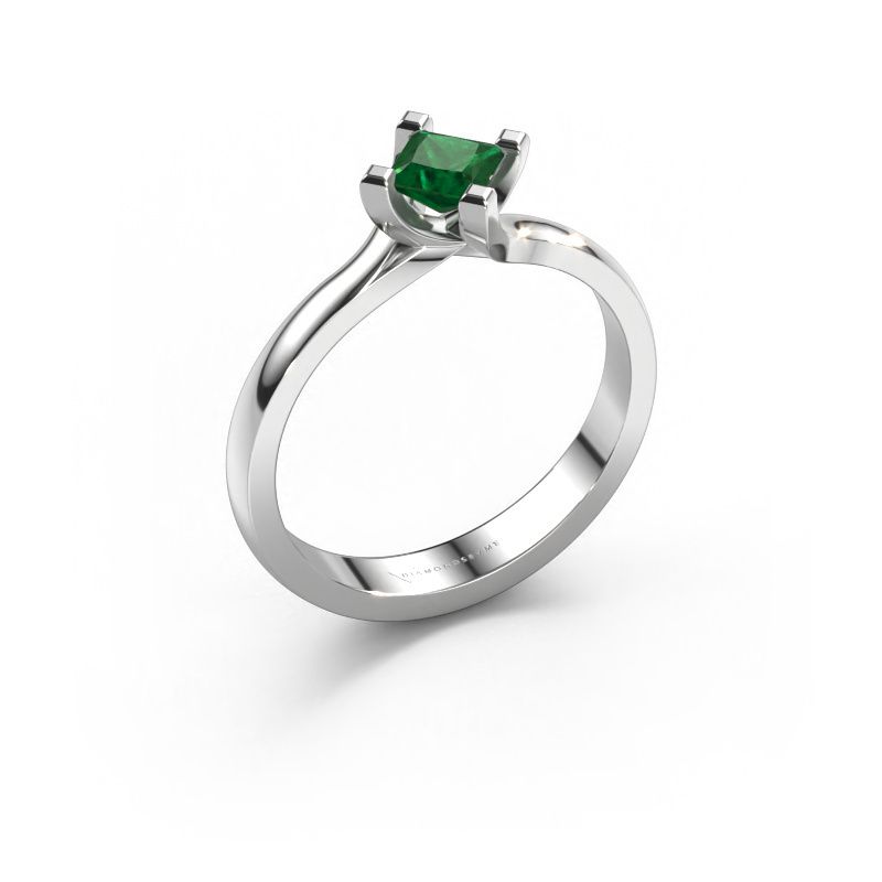Engagement ring Dewi Square 585 white gold emerald 4 mm