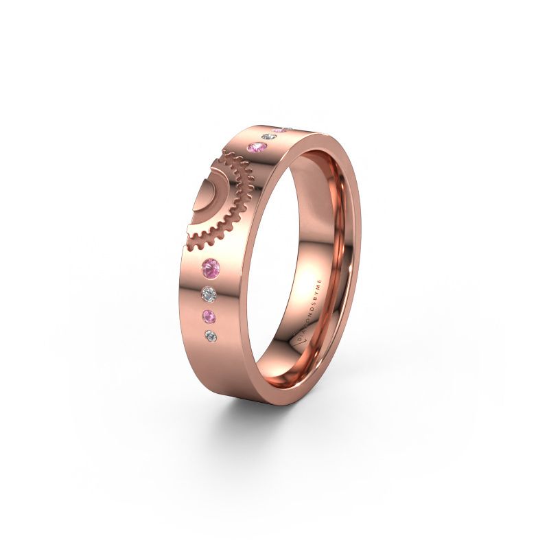 Trouwring WH2116L25A 585 rosé goud roze saffier ±5x1.7 mm