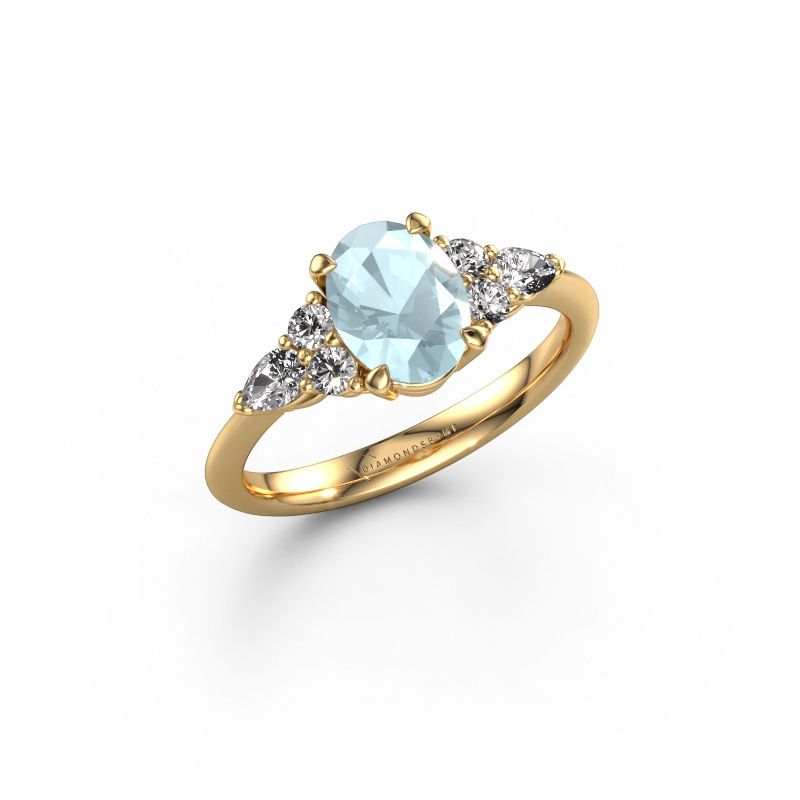 Engagement ring Melani OVL 585 gold aquamarine 8x6 mm