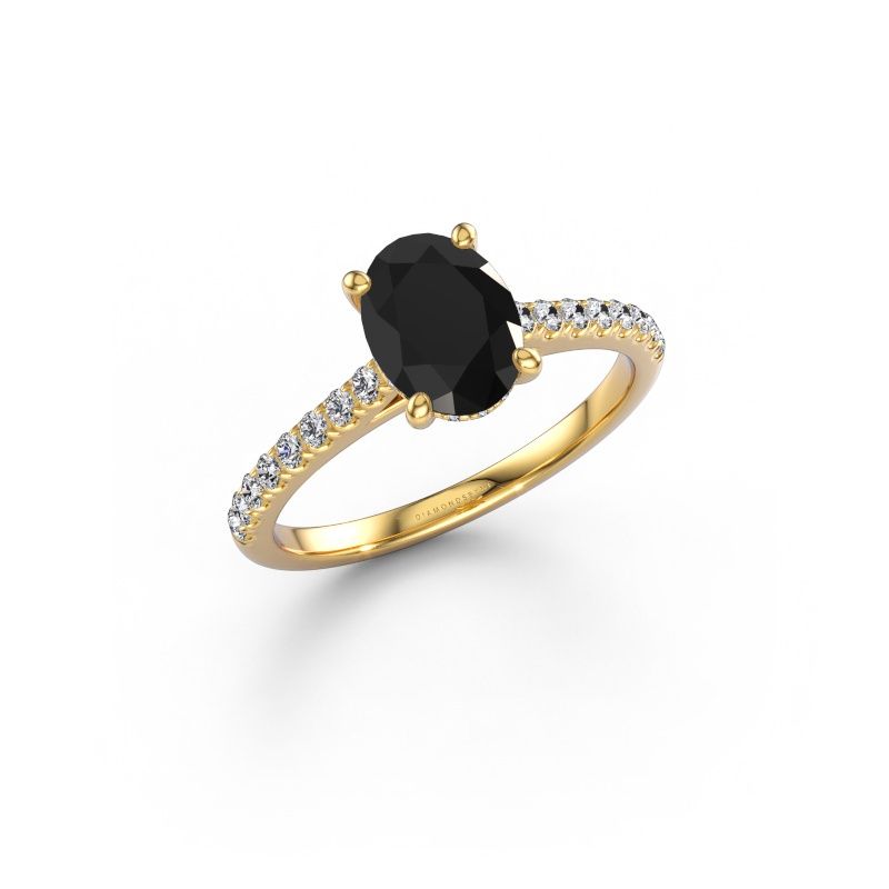 Bague de fiançailles Sophie OVL 585 or jaune diamant noir 1.40 crt
