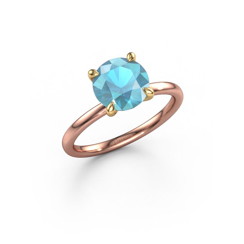 Engagement ring Crystal RND 1 585 rose gold blue topaz 6.8 mm