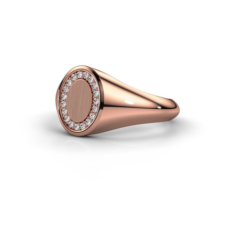Image of Signet ring rosy oval 1<br/>585 rose gold<br/>Diamond 0.143 crt