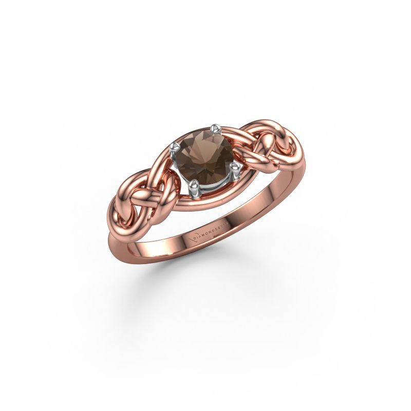 Bague Zoe 585 or rose quartz fumé 5 mm