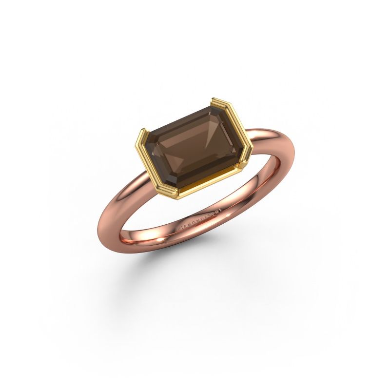 Engagement ring Tayler EME 585 rose gold smokey quartz 8x6 mm