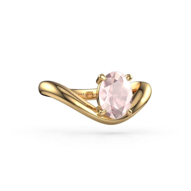 Engagement ring Femke OVL 585 gold morganite champagne 8x6 mm