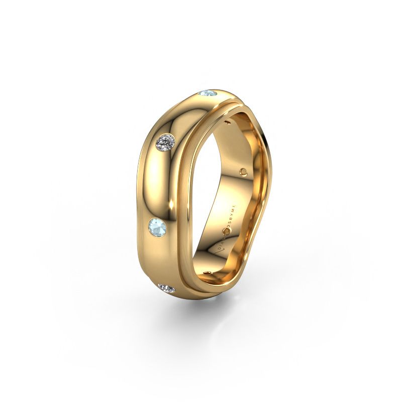 Wedding ring WH2051L26DP 585 gold aquamarine ±6x2.4 mm