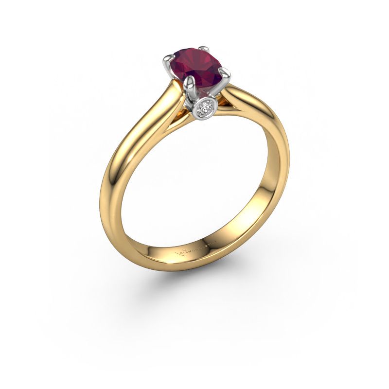 Bague de fiançailles Valorie ovl 1 585 or jaune rhodolite 6.5x4.5 mm