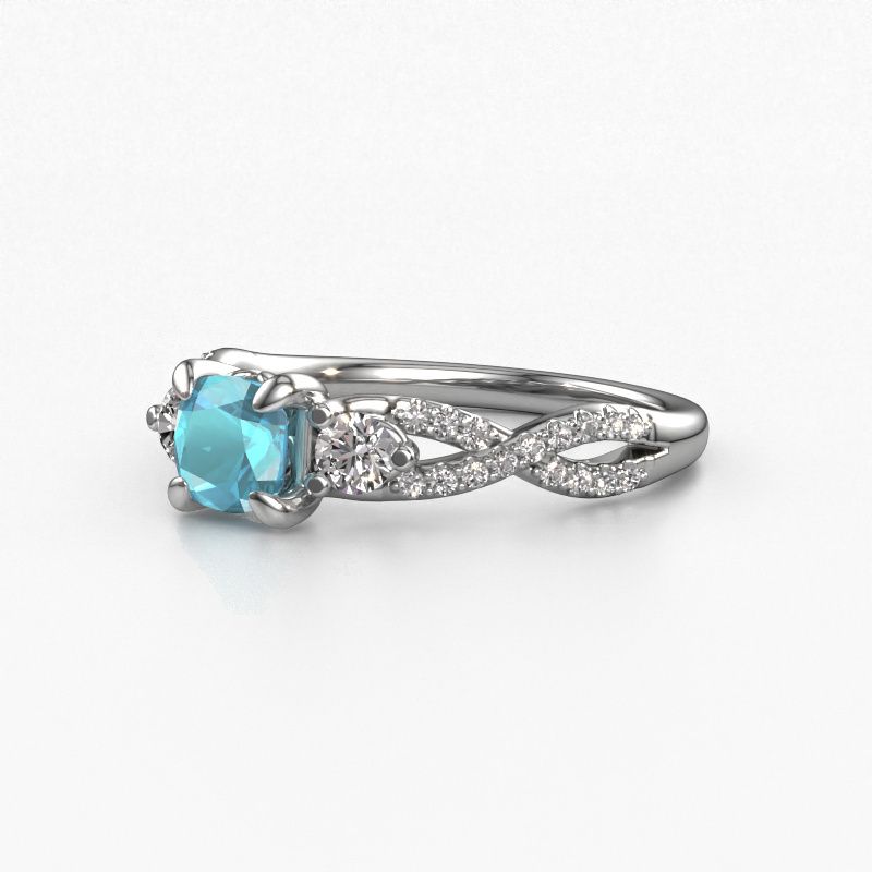 Image of Engagement Ring Marilou Cus<br/>950 platinum<br/>Blue topaz 5 mm