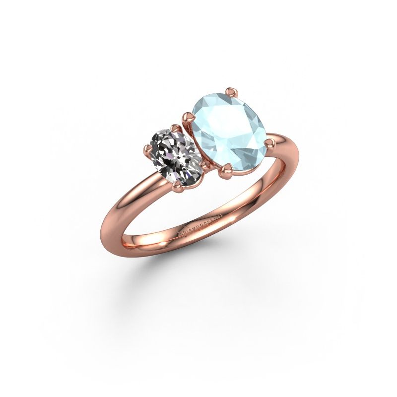 Verlobungsring Toi et Moi OVL-OVL 585 Roségold Aquamarin 8x6 mm