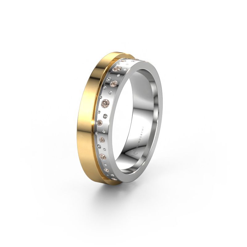Trouwring WH6016L15E 585 witgoud bruine diamant ±5x2.6 mm