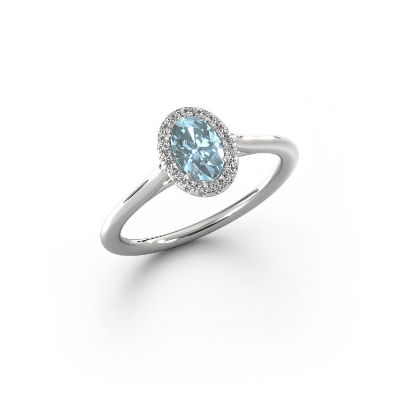 Verlobungsring Seline ovl 1 585 Weißgold blauer Labordiamant 6x4 mm