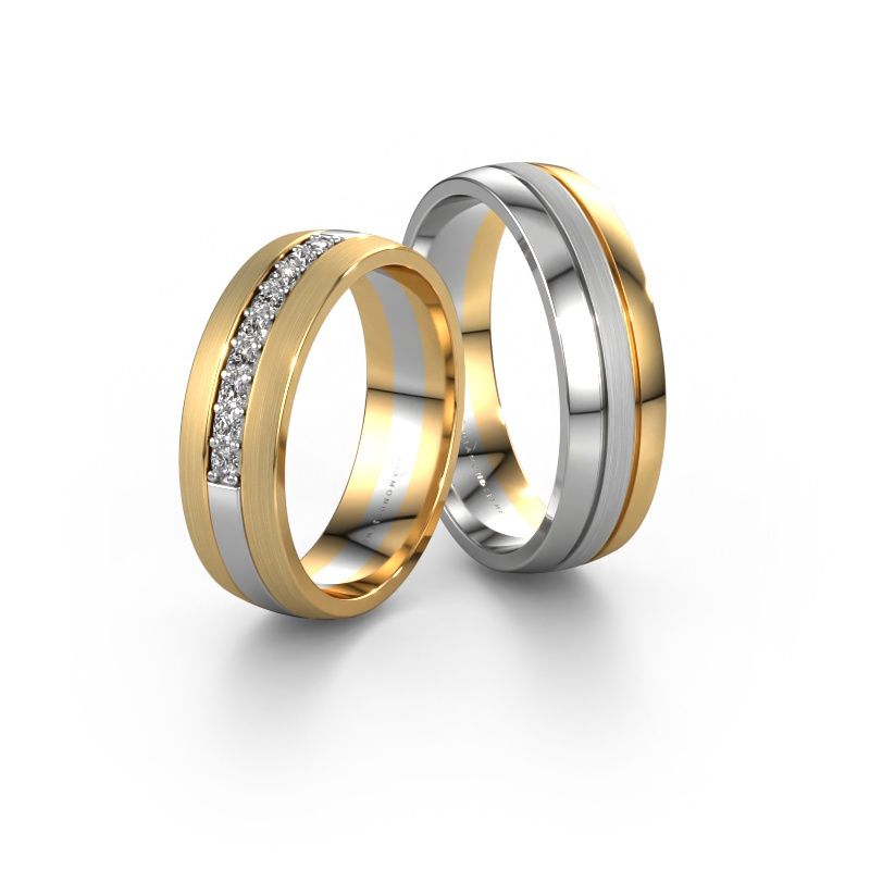 Alliances set WH0413LM26APM ±6x1.7 mm 14 Carat or blanc diamant 0.02 crt