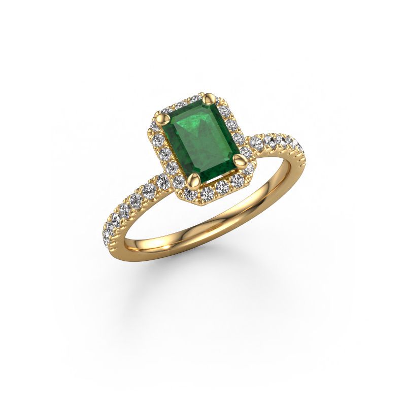 Verlovingsring Miranda EME 585 goud smaragd 7x5 mm