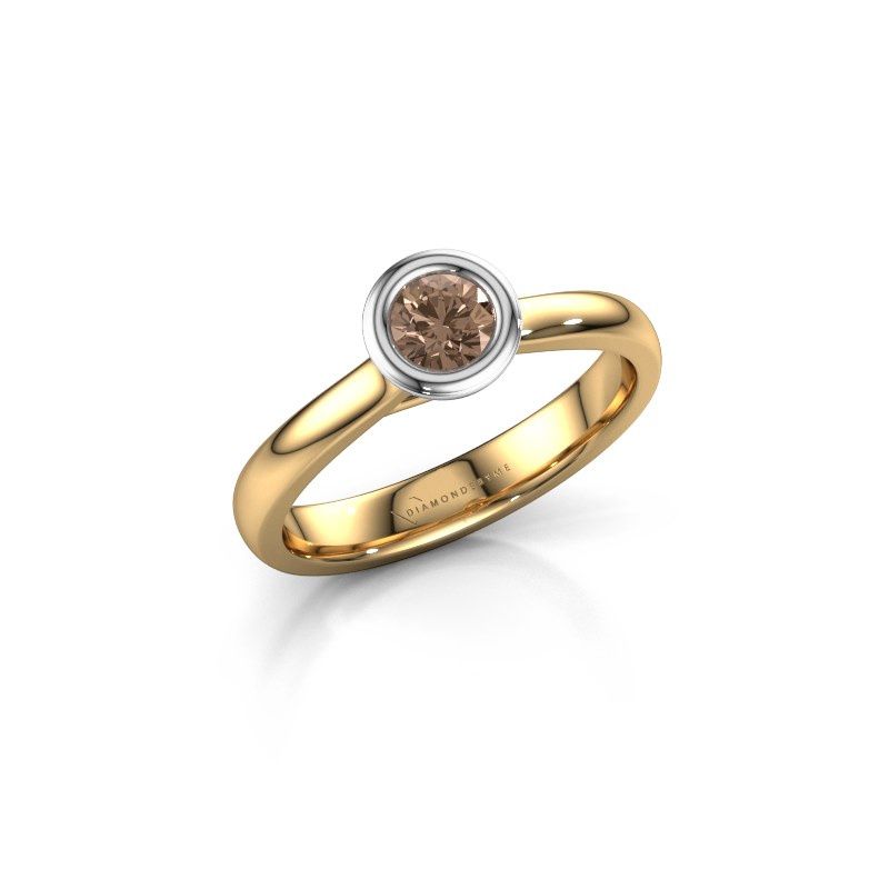 Afbeelding van Verlovings ring Kaylee 585 goud bruine diamant 0.25 crt
