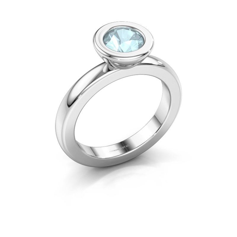 Image of Stacking ring Eloise Round 950 platinum aquamarine 6 mm