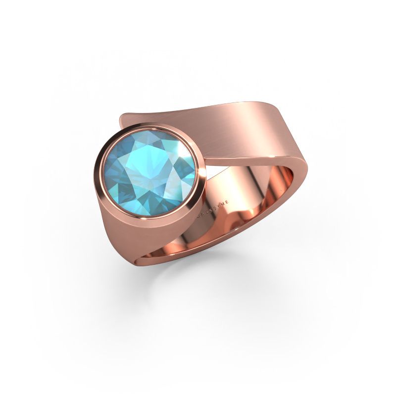 Ring Nakia 585 Roségold Blau Topas 8 mm