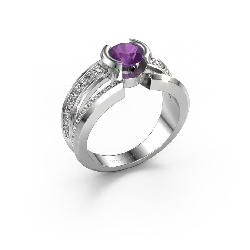 Herrenring Rowan 585 Weißgold Amethyst 6.5 mm