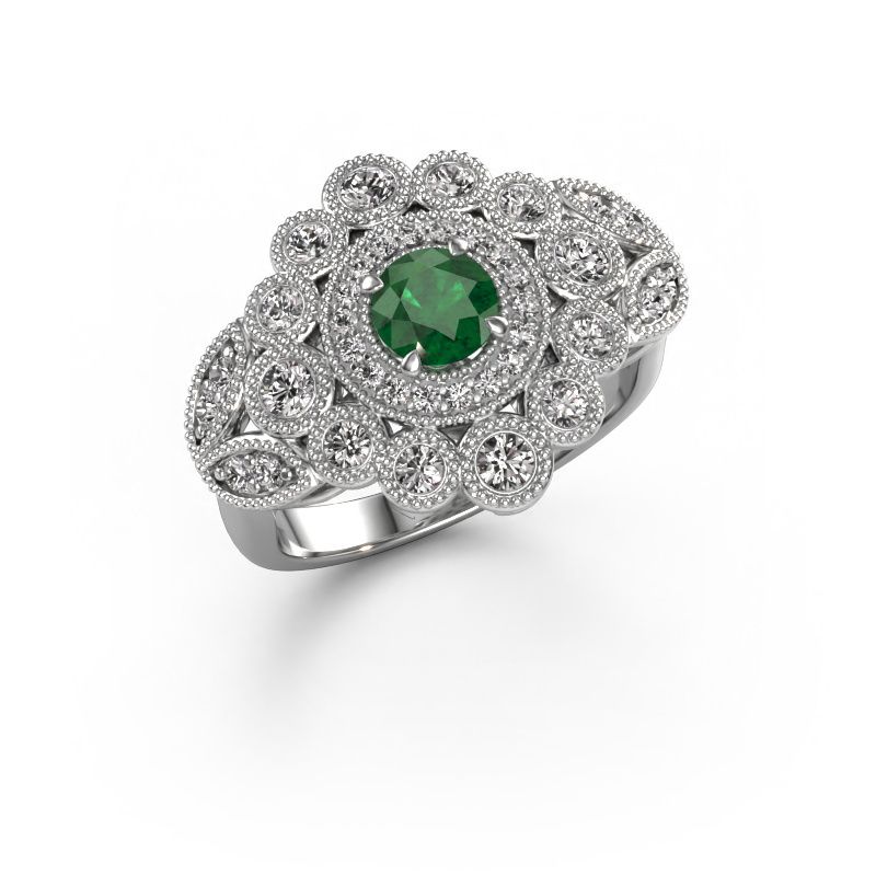 Ring Elia 585 white gold emerald 5 mm