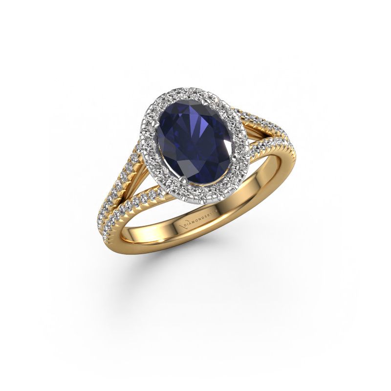 Verlovingsring Verla ovl 2 585 goud saffier 8x6 mm