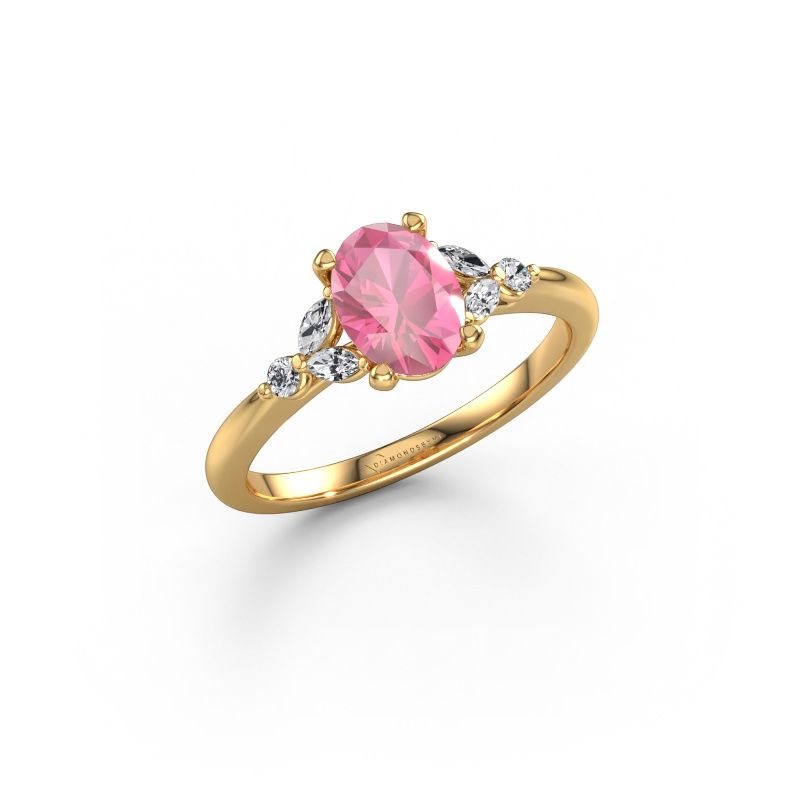 Engagement ring Megan OVL 585 gold pink sapphire 7,5x5,5 mm