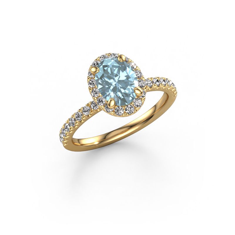 Engagement ring Miranda OVL 585 gold blue lab grown diamond 8x6 mm